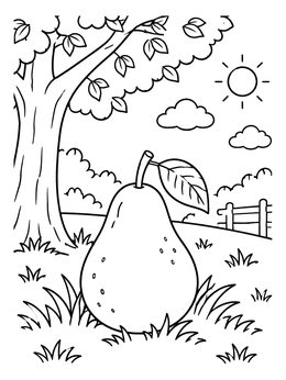 Free printable Ripe Pear In Sunny Orchard coloring page
