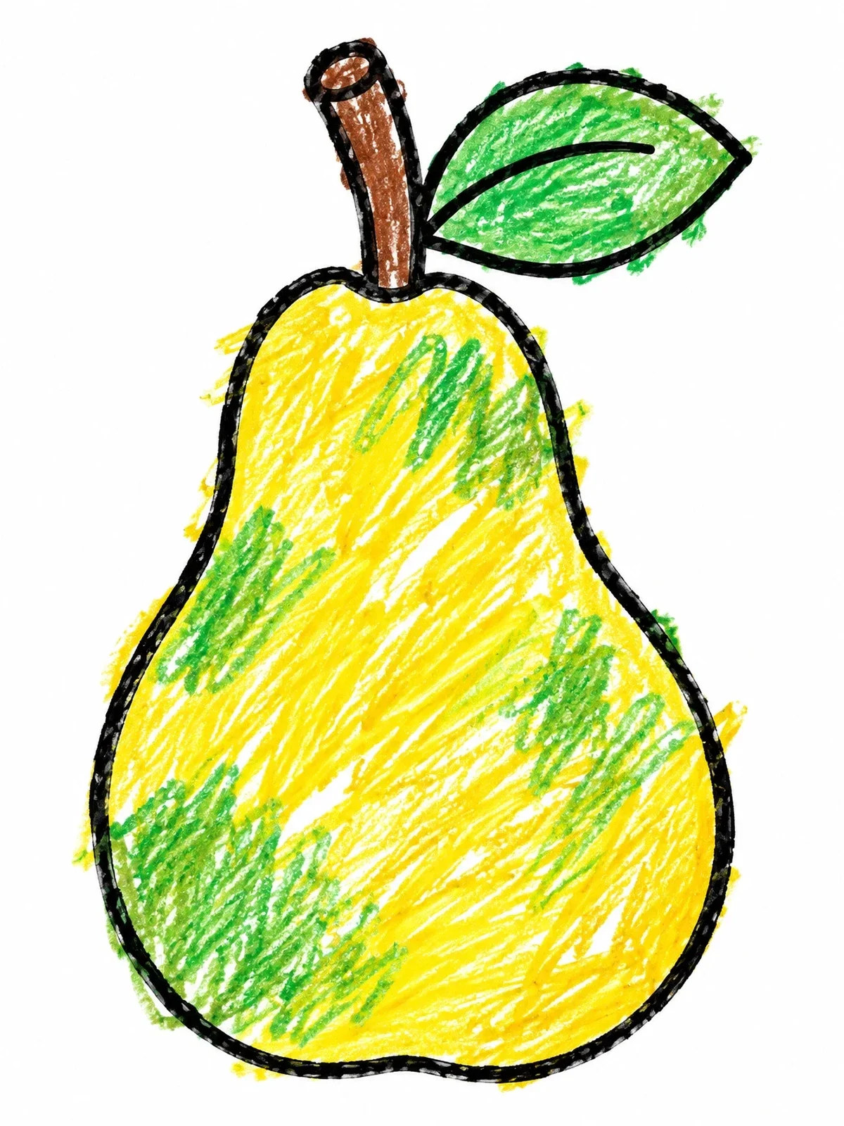 Colored example of the Simple Pear With Leaf coloring page