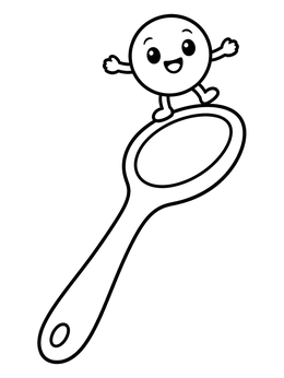 Free printable Happy Little Pea On A Spoon coloring page