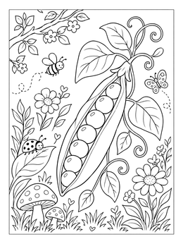 Free printable Open Pea Pod In The Garden coloring page