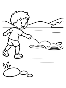 Free printable Skipping Stones On The Lake coloring page
