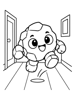 Free printable Playful Stone Monster Bouncing Indoors coloring page