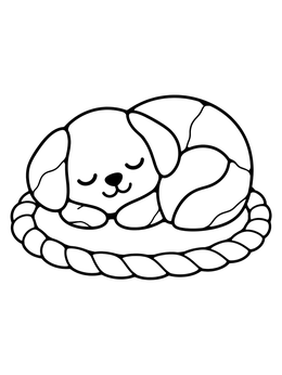 Free printable Sleeping Pebble Puppy On Mat coloring page