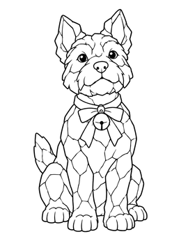Free printable Mosaic Stone Pup With Collar Bell coloring page