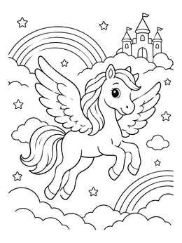 Free printable Pegasus In The Cloud Kingdom coloring page