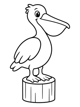 Free printable Pelican Standing On A Wooden Post coloring page