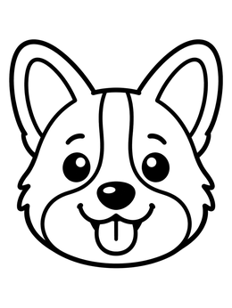 Free printable Happy Corgi Face Portrait coloring page