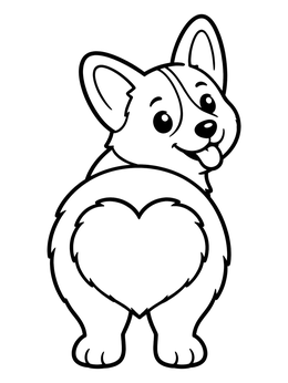 Free printable Playful Corgi Looking Back coloring page