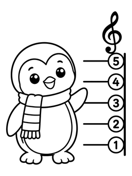 Free printable Penguin With Musical Staff Chart coloring page