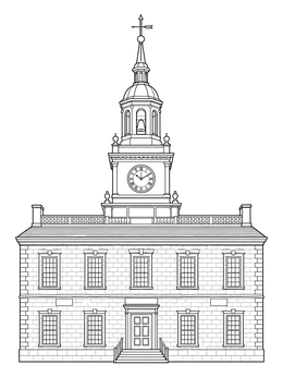 Historic Independence Hall in this detailed pennsylvania state coloring page.