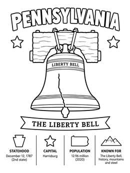 Free printable Pennsylvania State And Liberty Bell coloring page