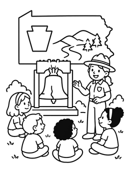 Free printable Park Ranger And Liberty Bell coloring page