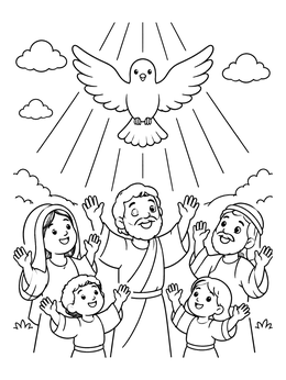 Free printable Holy Dove Descending On Believers coloring page