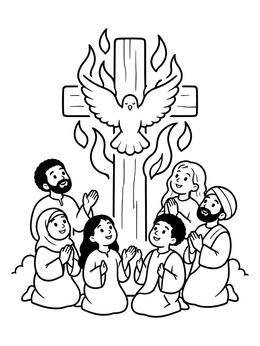 Free printable Holy Spirit Dove With Gathering coloring page