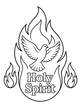Free printable Holy Spirit Dove In Flame coloring page