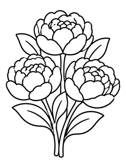 Free printable Trio Of Blooming Peony Flowers coloring page