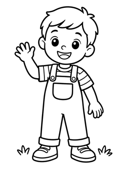 Free printable Cheerful Boy Waving Hello coloring page