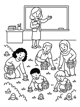Free printable Egg Hunt In The Classroom coloring page