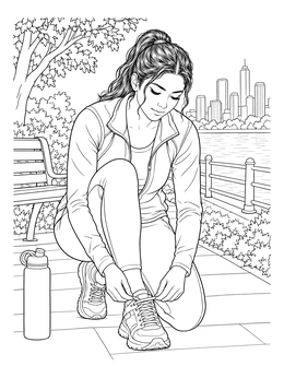 Free printable Runner Tying Shoes In Park coloring page