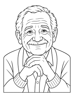 Free printable Smiling Grandfather Portrait Line Art coloring page
