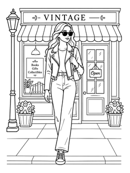 Free printable Stylish Woman By Vintage Boutique coloring page