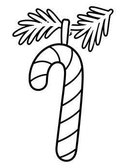 Free printable Candy Cane On Pine Branch coloring page