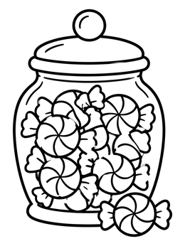 Free printable Glass Jar Of Peppermint Candies coloring page