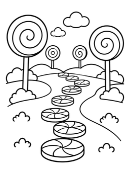 Free printable Peppermint Stepping Stone Path coloring page