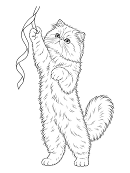 Free printable Playful Persian Kitten With Ribbon coloring page