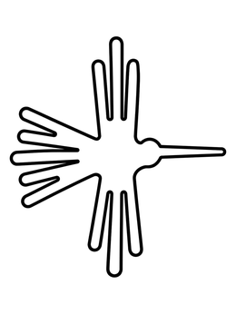 Free printable Simple Nazca Hummingbird Geoglyph Outline coloring page