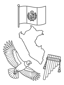 Free printable Peruvian Symbols And Wildlife Set coloring page