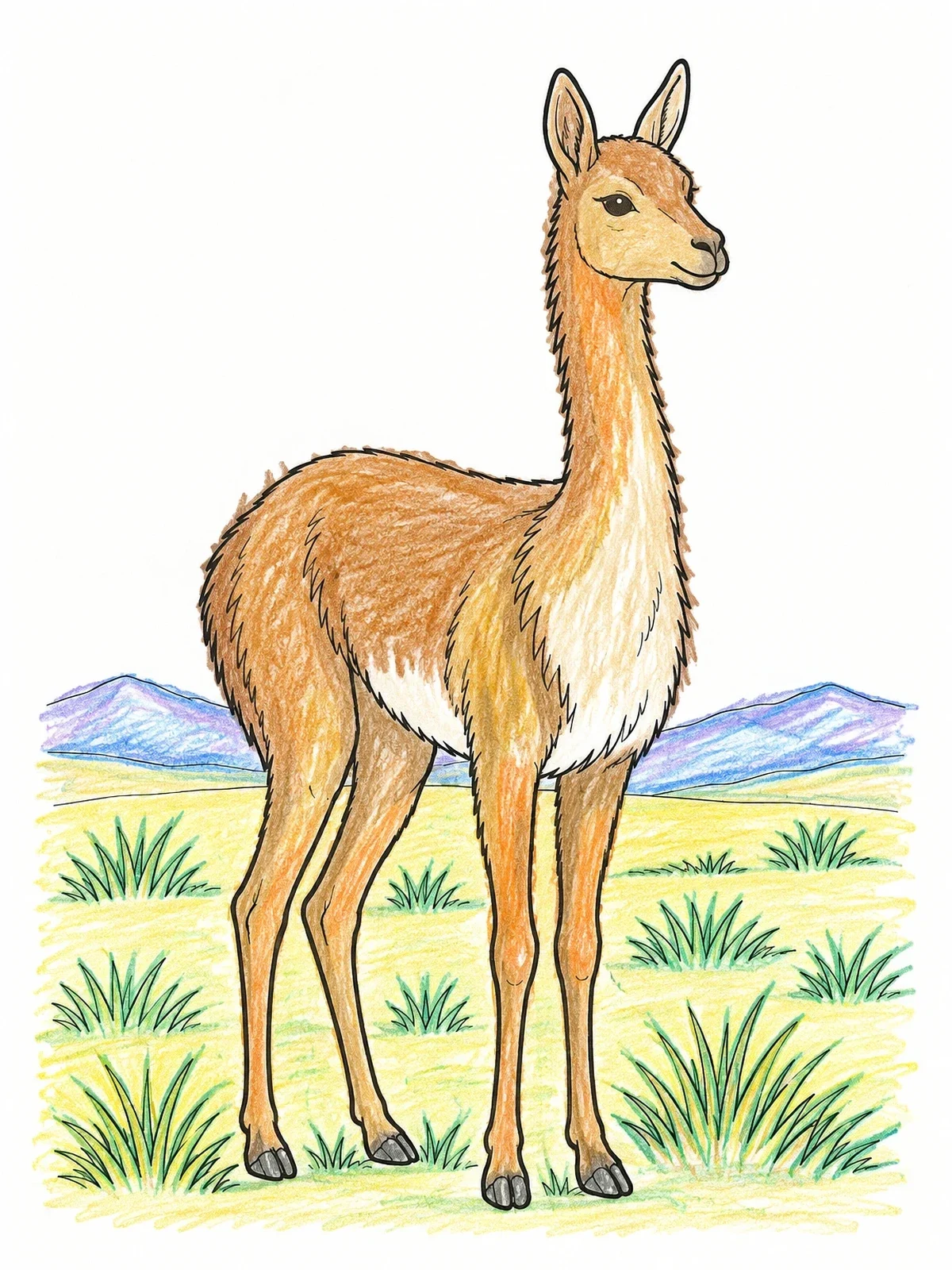 Colored example of the Wild Vicuña In Andean Grassland coloring page