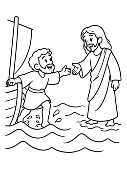 Free printable Peter Walking On The Water coloring page