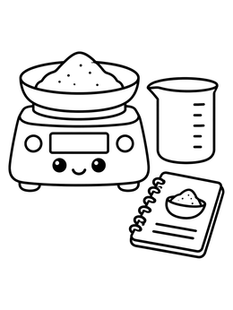 Free printable Cute Digital Scale And Beaker coloring page