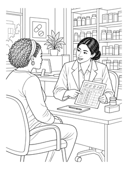 Free printable Pharmacist Consultation With Customer coloring page