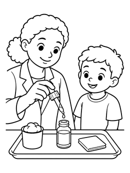 Free printable Pharmacist Preparing Medicine With Dropper coloring page