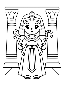 Free printable Cute Female Pharaoh With Scepters coloring page