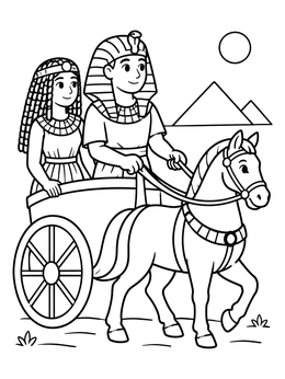 Free printable Pharaoh And Queen In Royal Chariot coloring page