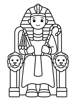 Free printable Egyptian Pharaoh On Lion Throne coloring page