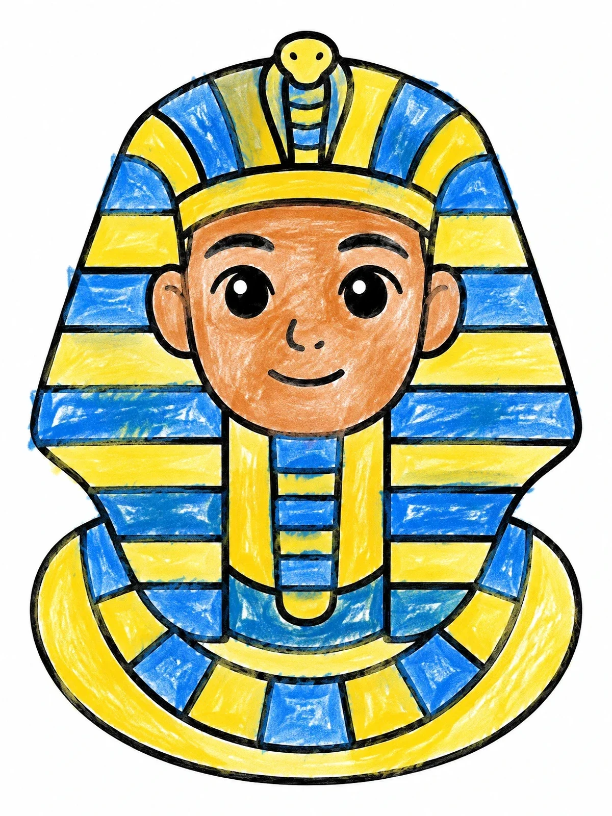 Colored example of the Young Egyptian Pharaoh Portrait coloring page