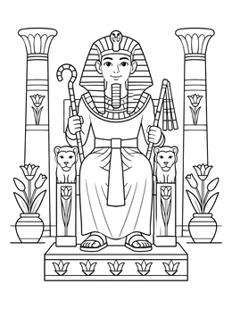 Free printable Young Pharaoh On Throne coloring page