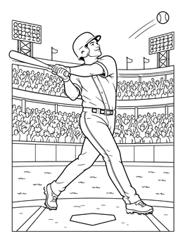 Free printable Baseball Player Home Run Swing coloring page