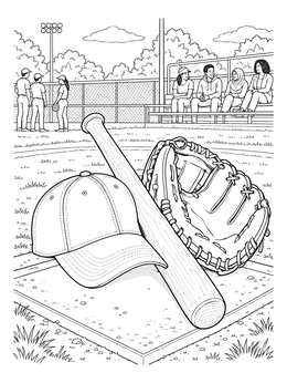 Free printable Baseball Gear On Home Plate coloring page