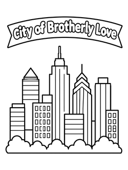 Free printable Philadelphia City Of Brotherly Love Skyline coloring page