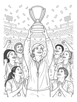 Free printable Coach Holding Championship Trophy coloring page