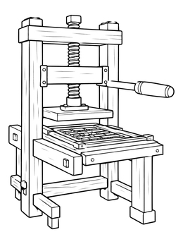Free printable Colonial Wooden Printing Press coloring page