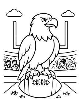Free printable Eagle Mascot On Football In Stadium coloring page