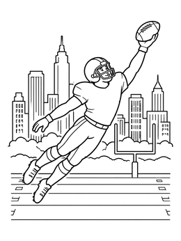 Free printable Football Player Leaping For Touchdown Catch coloring page