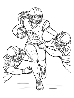 Free printable Football Player Breaking Through Tackles coloring page