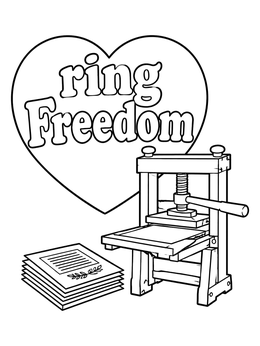 Free printable Historic Printing Press With Heart coloring page